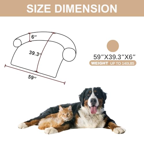 Image of Luxurious Calming Dogs /Cats Bed Mats, Dog Pad Washable Removable Couch Cover, Plush Long Fur Mat for Pets, Waterproof Lining, Perfect for Small, Medium and Large Dogs and Cats (Beige, 59 inchx39 inch)