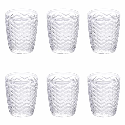 Villa d'Este Home Tivoli Juego de 6 vasos de agua de 295 ml, superficie en relieve, Twist
