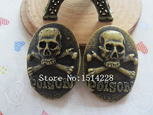 KTM Healthcare® ! Poison skull Cameo .Resin Flatback Cabochon for .jewelry.DIY, 30 * 40mm
