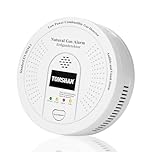 Gasmelder Erdgasdetektor CH4/Propan/Methan 100% Batteriebetrieben - Kombinierter Gasalarm mit Optischem & Akustischem Alarm - Gassensor für Sicherheit in Haushalt (Keine Batterie enthalten)