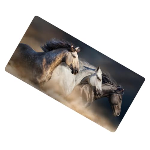 Tapis de souris grand format pour le bureau et la maison motif cheval Holibanna