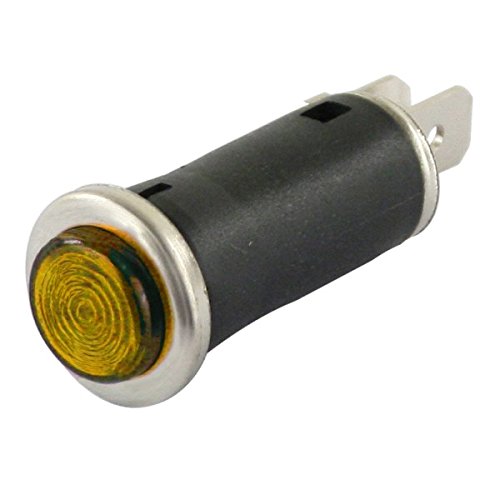 Amber 1/2 Inch Indicator Warning Dash Light Clips Into 1/2 Inch Hole