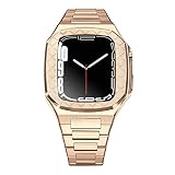 MGTCAR 44mm Modifica Kit per Apple Watch Band 45mm Mod Kit Linee Lusso Metallo Acciaio Csae Lunetta Cinturino per IWatch Serie 8 7 6 5 SE 4, 45mm For 8/7, agata