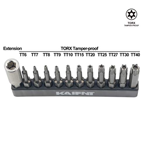 Kaifnt K455 Impact Torx/Star Tamper-Proof Power Bit Set With Magnetic Bit Holder, 1/4-Inch Hex Shank, 12-Piece #TOP2