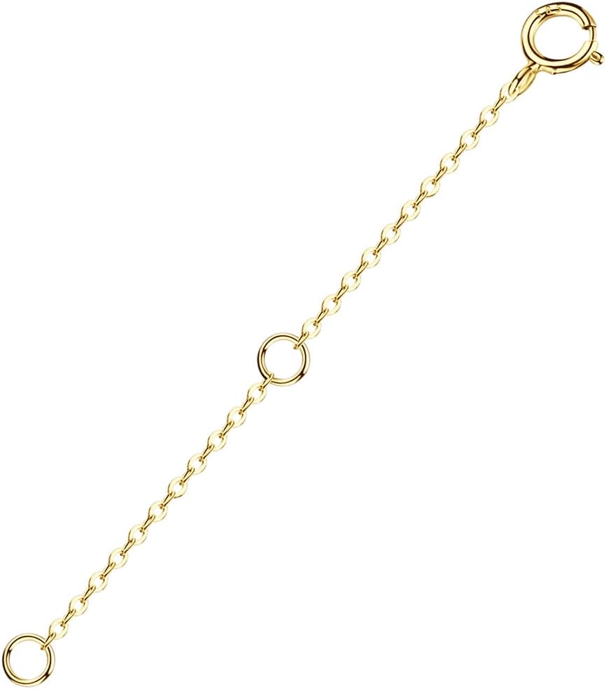 14K Solid Gold Necklace Extender Real 14K Bracelet Extender 2 3 4 Inch Durable Adjustable Chain Gold Anklets Extension for Women 2" 3" 4"