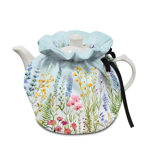 Elegant Floral Tea Pot Cozies Insulated Teapot Cover Keep Teapot Coffee Pot Warm Easy to Install and Washable Home Kitchen Decoration Pretty Gift Personalized Design