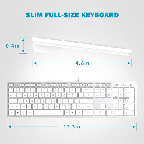Image of USB Wired Keyboard for window,Comfortable Quiet Chocolate Keys, Durable Ultra-Slim Wired Computer Keyboard(QWERTY) for PC, Windows 11 /10 /8 /7 /XP /Vista KB1430 (Sliver, Wired Keyboard For Windows)
