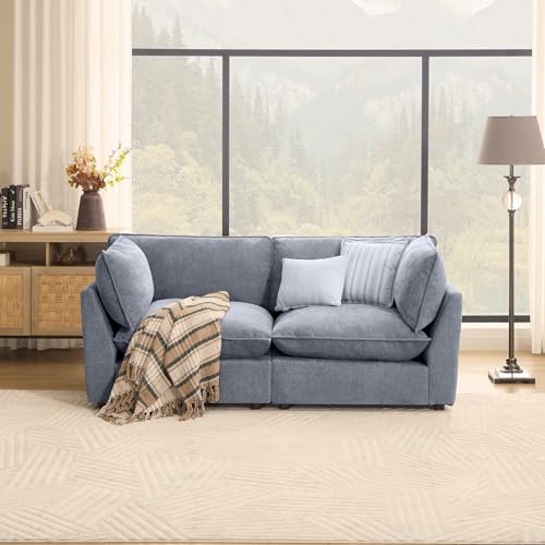 Iroomy Modular Sectional Sofa, Oversized Chenille Cloud Couch, Deep Comfy Seat, 2-Seater Sofas Couches for Living Room, Dusty Blue Iroomy Modular Sectional Sofa, Oversized Chenille Cloud Couch, Deep Comfy Seat, 2-Seater Sofas Couches for Living Room, Dusty Blue