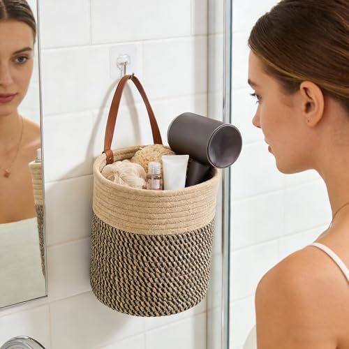 Hanging Baskets, Foldable And Space-saving, 16x18cm, Wall Baskets, Cotton Rope Weave, Easy To Clean, For Organizing Toys, Clothes, Blankets, Or Toiletries - Image 2