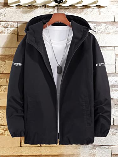 Yamekaer Men Casual Lightweight Printed Zipper Jacket With Drawstring Hood #TOP1