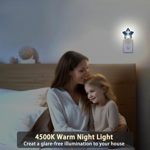 Image of Cross Heaven Plug-in Night Light with Dusk-to-Dawn Sensor for Bedroom,Bathroom and Living Room Sleep Friendly lamp for Women /Girls /Boys Gift,0.5W