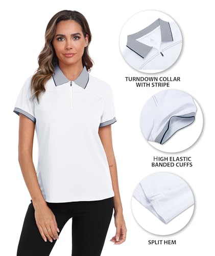 Little Beauty Womens Golf Shirt Short Sleeve Collared Polo Shirts for Women Zip Up Dry Fit Workout Tops4