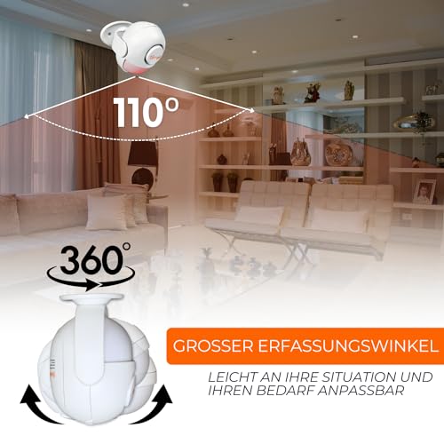 tiiwee A2 PIR Bewegungsmelder Alarm mit Fernbedienung - 120 dB - Bewegungsmelder Innen mit Alarmfunktion - Türalarm mit Fernbedienung