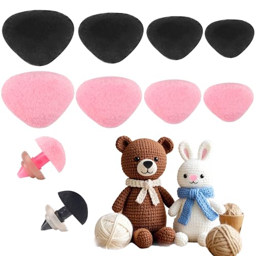 Lista de Narices los más solicitados. 43 BOXOB 32 Narices de Seguridad para Amigurumi, lindas Narices Muñeca Animales de Ganchillo con Arandelas Manualidades para Títeres Accesorios Juguetes Peluche (Rosa y Negro, 4...