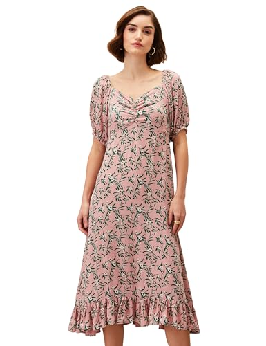 Image of Amazon Brand - Eden & Ivy Women's Crinkled Rayon Empire One Piece Midi Length Tiered Dress (Available in Plus Sizes)