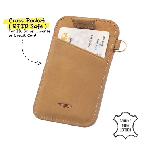 Image of POCKT Slim Card Holder Wallet For Men and Women - Minimalist Front Pocket Wallet Elastic Credit Card Holder Genuine Leather RFID Blocking Card Case Wallets | Cross