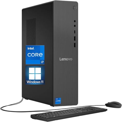Image of Lenovo IdeaCentre 8L SFF Tower Desktop Computer, Intel Core i7-14700 (20 Cores, 33MB Cache, Up to 5.4GHz), 64GB DDR5 RAM, 2TB SSD, Wi-Fi 6 & Bluetooth 5.2, Intel UHD Graphics 770, Wired KB & Mouse