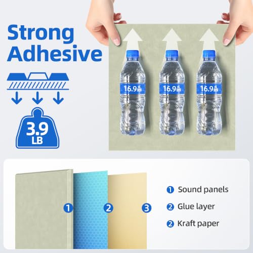 Image of 20 Pack Acoustic Panels with Self Adhesive Sound Proof Foam Panels for Wall | 12 inch X 12 inch X 0.4 inch High Density Soundproof Wall Panels, Square Sound Absorbing Panels for Home Studio Office Decor - Sage