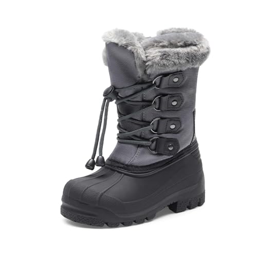 Dream Pairs MAPLE-6-GREY-SZ-4 Boys & Girls Knee High Winter Snow Boots Toddler/Little Kid/Big Kid,Size 4 Big Kid,Grey,Maple cover