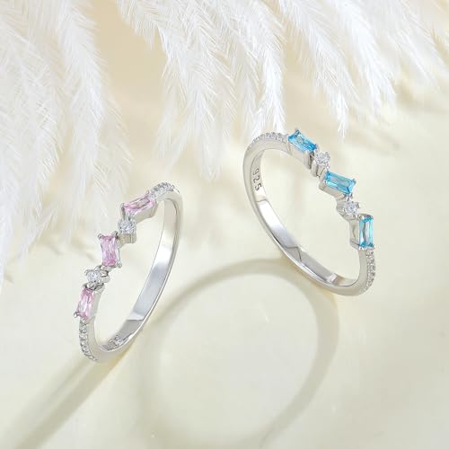 STARCHENIE Stackable Ring 925 Sterling Silver | Baguette Cut Eternity Bands for Women | Birthstone Rings Size 5-104