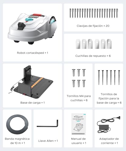 YARDCARE M800Plus Robot Cortacésped sin Cable Perimetral, Posicionamiento GPS + 3D Visión, Robot Cortacésped sin Cables, Modo de Corte en U,800 m², Carga Automática, App, Detección de 150 Obstáculos - imagen 10