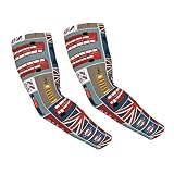 COMAAM Abstrakte Wissenschaft Chemie Erwachsene Eis Seide Sonnenschutz Arm Abdeckung Für Männer Und Frauen Sommer Sonnenschutz Cool Sleeve, England-Symbole, Einheitsgröße
