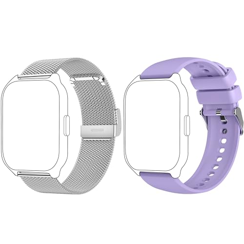 ZOSKVEE 2PCS Replacement Bands, 22mm Straps for P95 P66 Smart Watch, Adjustable Wristbands for P95 Smartwatch for Women and Men