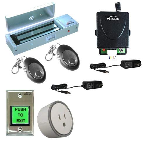 Visionis FPC-5208-VS One Door Access Control Outswinging Door 1200lbs Electromagnetic Lock with Wireless Receiver and Remote and Smartphone Controlled Wi-Fi Kit