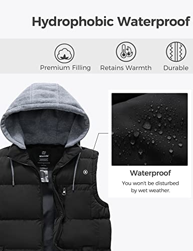 Wantdo WDNV2353 Men'S Warm Puffer Vest Hoodie Winter Coat Insluated Puffy Jacket Black Xl thumb #4