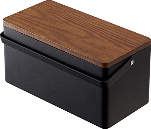 YAMAZAKI 5061 Tower Sewing Box, Black, Steel/Wood/ABS Resin/Cotton/Polyester, Minimalist Design, 27 x 14 x 13.5 cm (L x W x H)