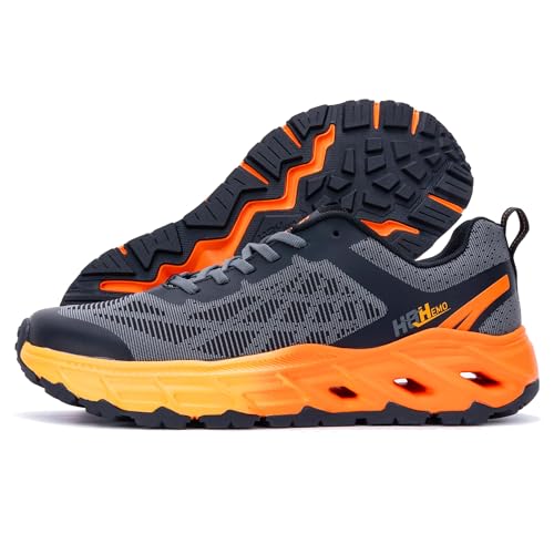 Wide Trail Running Shoes for Mens - FALKON 1.0 Waterproof Hiking Sneakers Wide Width for Outdoor with Jet-Holes Sole