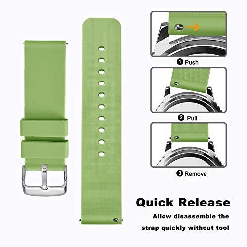 Wocci 18Mm Silicone Watch Band, Quick Release Rubber Replacement Strap With Silver Stainless Steel Buckle (Matcha Green) #TOP2