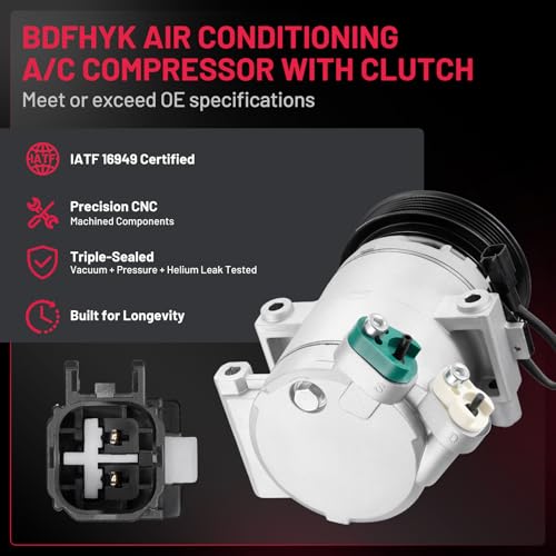 BDFHYK 8L8Z19703A Air Conditioning A/C Compressor with Clutch Compatible with Ford Escape V6 3.0L 2008 2009 2010 2011 2012, Compatible with Mazda Tribute V6 3.0L 2008-2011