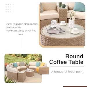 Sunsittoutdoorsectionalset11piecehalfmoonpatiofurniturenaturalcolorwickersofacreamywhitecushionswith4sidetableand4pillows Urban Country Home Decor Sunsitt outdoor sectional set 11 piece half moon patio furniture natural color wicker sofa creamy white cushions with 4 side table and 4 pillows urban country home decor