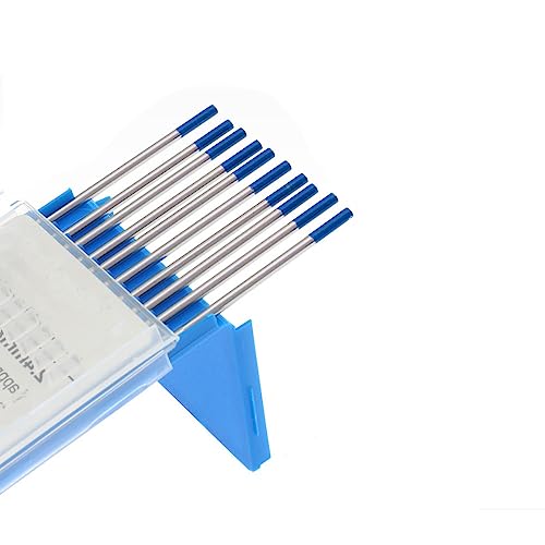 TIG Lot de 10 électrodes de soudage en tungstène WL20 - Pointe bleue - 2 % de tungstène lanthané - Pointe bleue pour soudure en alliage d'aluminium et...