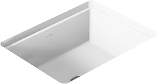 Kohler Verticyl 17-Inch Undermount Bathroom Sink with Overflow Drain, White Porcelain Rectangular Basin