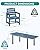 SERWALL 7-Piece Patio Dining Sets, 60" - 83" Expandable Outdoor Dining Table and 6 HDPE Chairs, All Weather HDPE Outdoor Furniture Set for Backyard, Garden, Blue