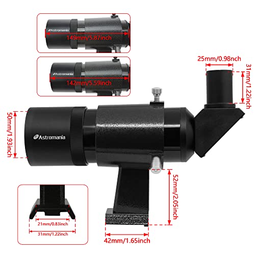 Astromania 9X50 Angled Finder Scope With Upright And Non-Reversed Image, Black #TOP1
