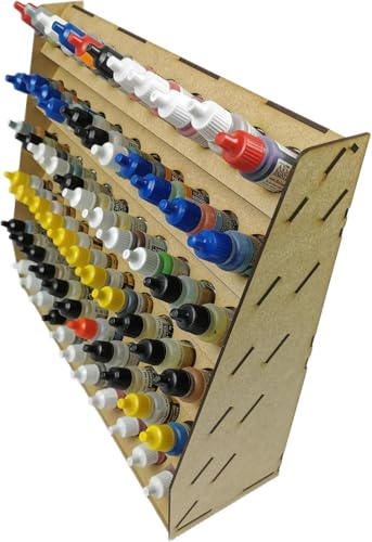 HobbyHold Farbregal Organizer mit 66 Löchern für Vallejo Farben - Holz Farbständer Modellbau - Farbständer 26mm - Paint rack Organisator - Wandmontiertes Holz-Bastel-Farbregal – Bastel-Farbhalter Rack