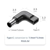 QYD Adapter USB C na DC 7,4 x 5,0 mm, gniazdo PD USB C na DC Dell, kompatybilny z Dell Latitude Inspiron Chromebook Precision Vostro XPS