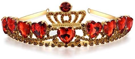 Evie Crown Descendants 4 Gold Tiara Red Queen of Heart Halloween Cosplay Christmas Birthday Gift for Kids