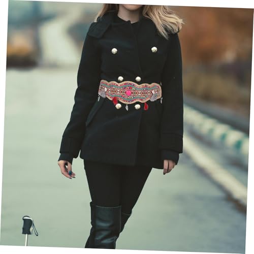 Boho Style Wide Elastic Belt for Women Ethnic Dress Accessory Beaded Design for Western Waist Belt4