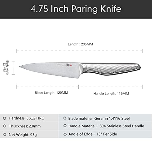 Turwho Paring Knife 4.75 Inch Ultra Sharp Kitchen Peeling Knives With Ergonomic Hollow Handle German Stainless Steel Fruit Knives #TOP7