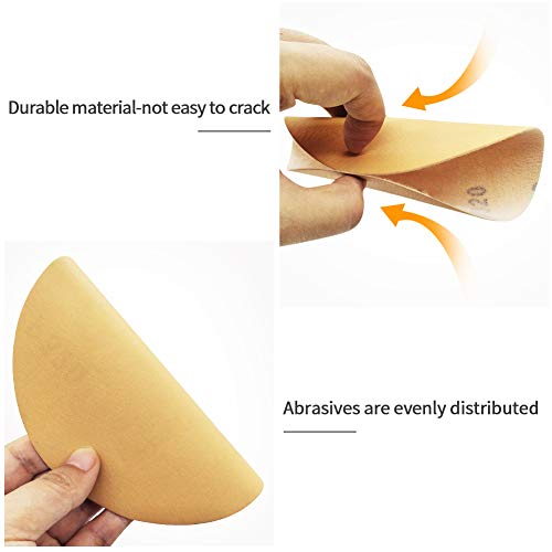 SPEEDWOX 100 Pcs 6 Inches Sanding Discs 320 Grit Dustless Hook and Loop Sandpaper for Random Orbital Sander Yellow Finishing Discs for Automotive Woodworking - Image 3