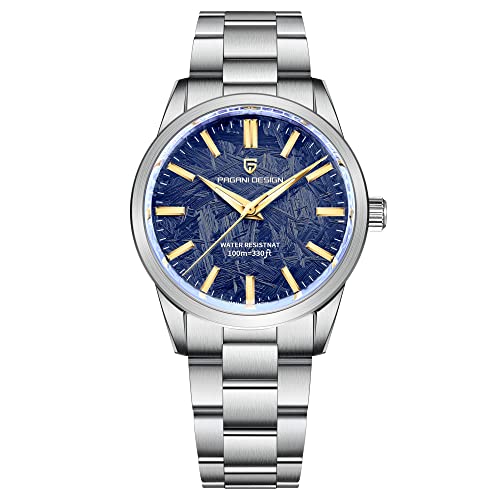 HaiQin Pagani Design 1734 Men's Casual Watches Japan VH31 Quartz Movement Stainless Steel Strap Palm Leaf Dial 100M Waterproof Super Luminous Sport Analog Watch