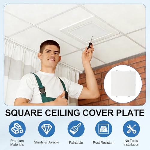 Placa cuadrada para techo sourcing map panel de acceso decorativo blanco mate de 10x10 pulgadas 4