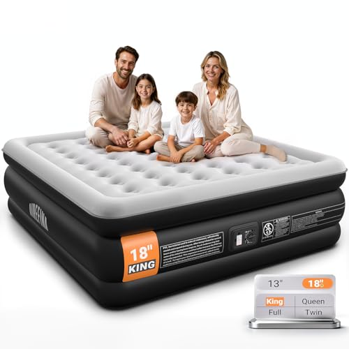 Airefina King Size Air Mattress Built in Pump, Upgraded 18"