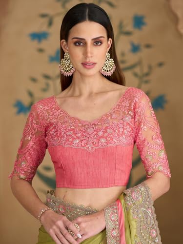 Image of AKHILAM Women's Satin Sequence Embroidery Saree With Unstitched Blouse Piece(SNDLWOD1601 TFH Parent)
