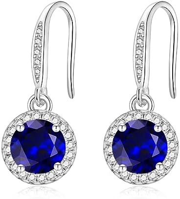 Silver Dangle Earrings for Women, Hypoallergenic Sparkling Cubic Zirconia Round Dangle Drop CZ Earring Jewellery Gifts for Girls