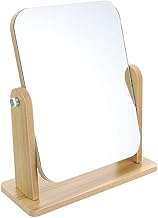Eco-Friendly Wooden Finish Table Mirror – Modern Aesthetic for Home & Office Use | Rotating Wood Vanity Mirror